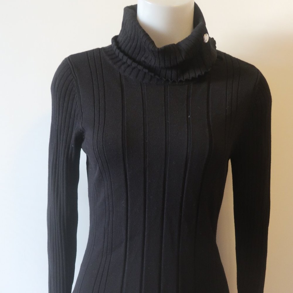 Womens Sogi Black Ribbed Turtleneck Sweater M *
